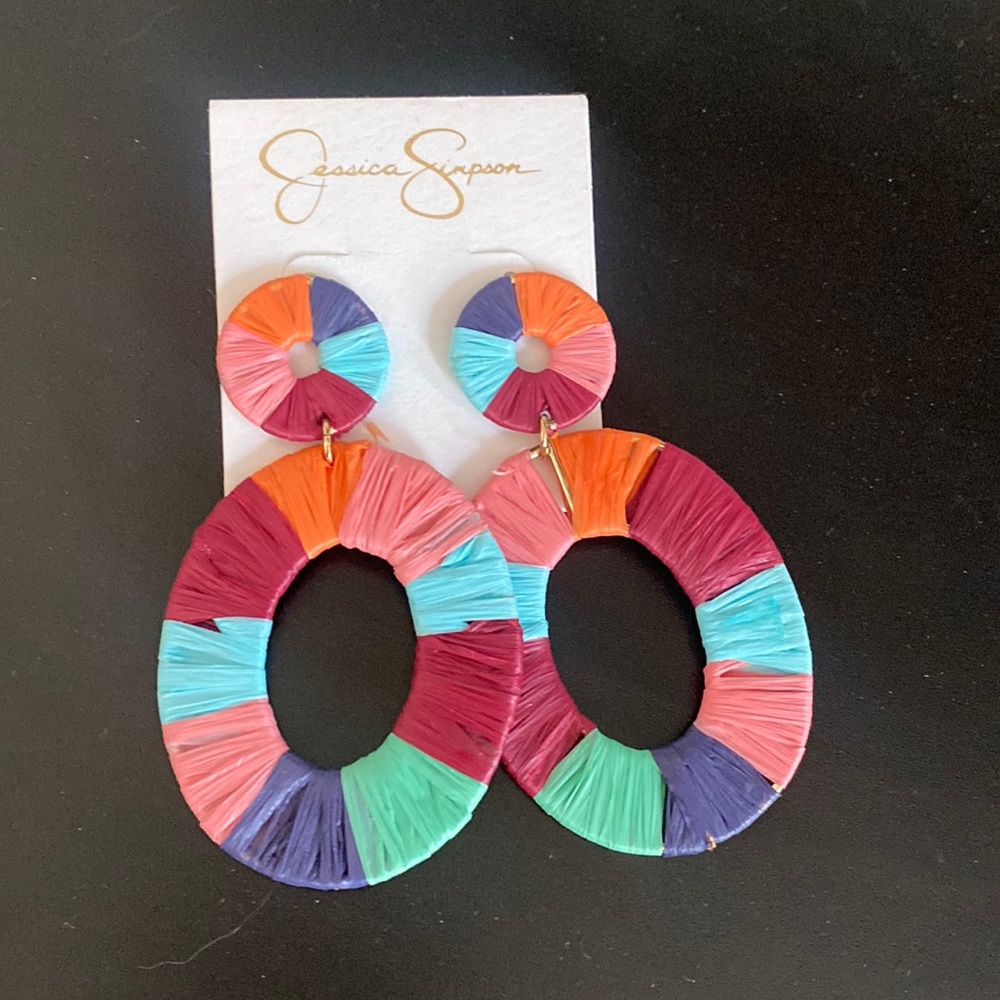 Jessica Simpson  oversize multicolor statement  earrings